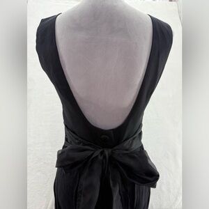Vintage Virgo II Black Sheath Dress Size 10 Open Back Button Detail Formal